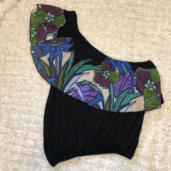 Free People NWT One Shoulder Annka Floral Top XS - Picture 3 of 8